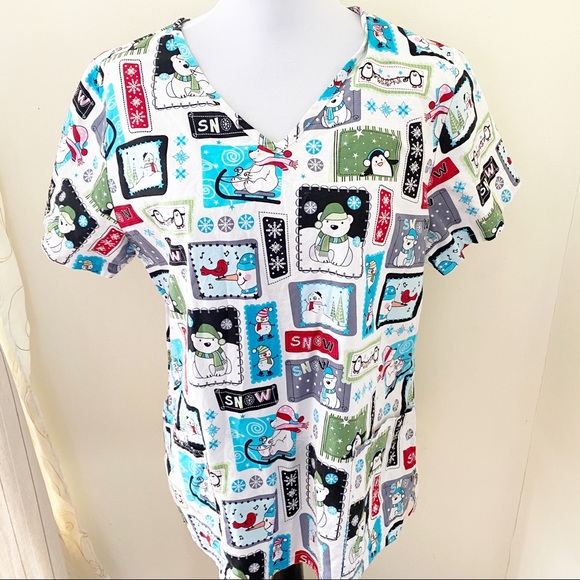 SB Scrubs winter polar bear scrub top M